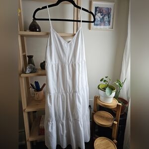 White Tiered Maxi dress with pockets